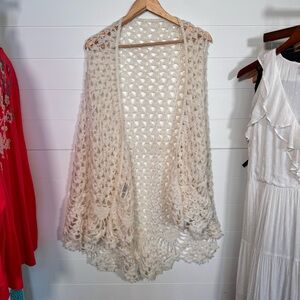 Vintage Crochet Open-Front Poncho Wrap
